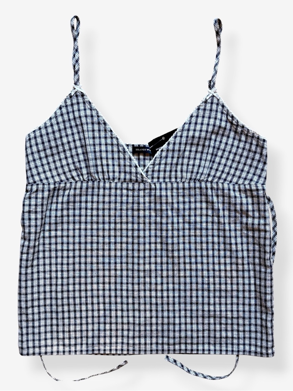 Brandy Melville Navy Blue White Plaid Gingham Edith Tank Top XS S